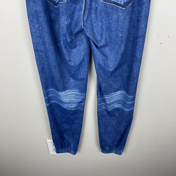 Zyia Distressed Denim Joggers Women's XS Blue Elastic Waist Stretch Faux Jeans - Picture 4 of 8